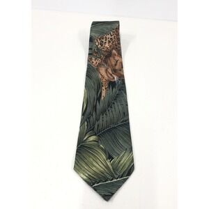Kinsmiths Mens Tie Hand‎ Tailored Jungle Leopard Mountain Lion Theme